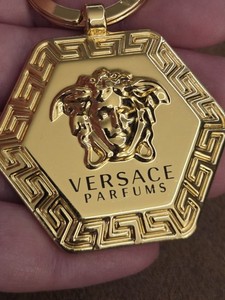 Versace Gold Tone Medusa Logo Key Chain Key Ring, Solid Metal Unisex