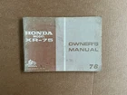 GENUINE HONDA 75-76 XR75 XR 75 MX MINI TRAIL MOTORCYCLE OWNERS MANUAL HAND BOOK