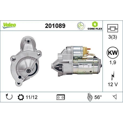 1X Starter Valeo 201089 Passend FüR CitroËN Fiat Lancia Opel Peugeot Vauxhall-image