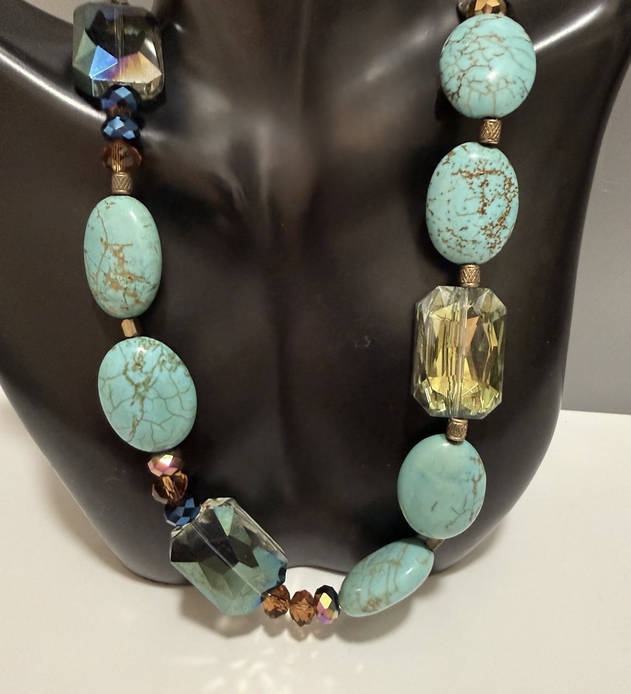 Statement Turquoise Colored Howlite Gemstone Crys… - image 3