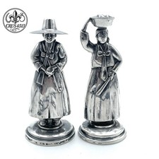 Vintage Japanese .950 Silver Men & Woman Figurines Salt /Paper Shakers Set
