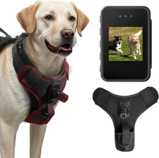 Dog Harness Camera, 1080P Camera with 1.54” Video Playback Function Screen, Reco