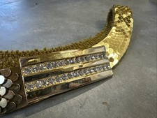 Vintage Statement Belt Womens Gold Rhinestone 90s Cinch Waist Scales Glamour