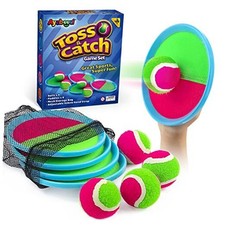 Toss and Catch Ball Game Outdoor Toys for Kids Yard Games 4 Paddles 4 Balls