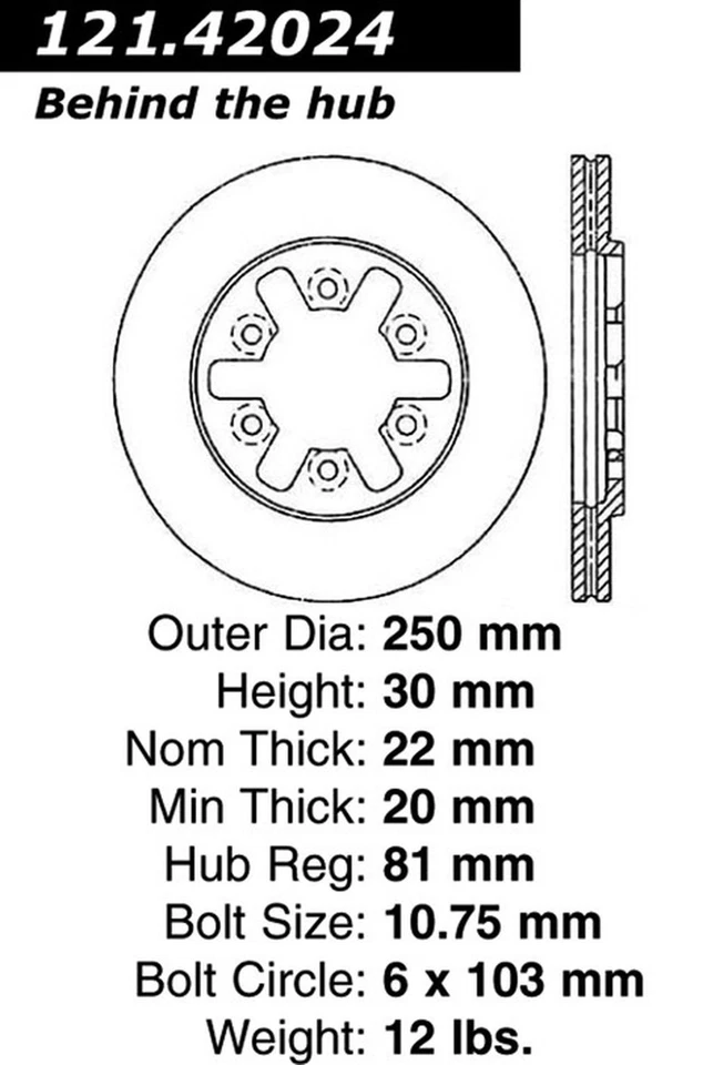 Rotor de freno estándar C-Tek Centric Parts 121.42024 para Nissan 720 82-85 Foto 3 de 4