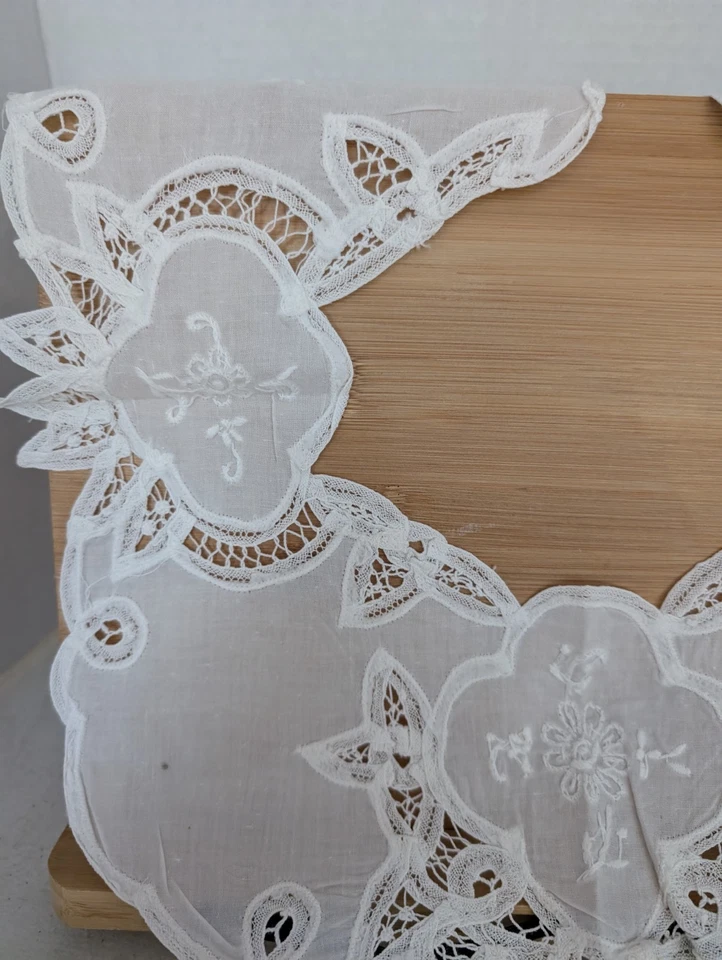 Винтажный белый хлопок льняной Battenberg кружева стиль воротник - Изображение 2 из 4