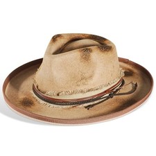 Vintage Mens Fedora Firm Wool Women Felt Panama 7 1/4-7 3/8 Burnt Camel Cord