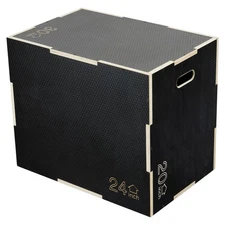 Fitvids 30" x 24" x 20" Wooden Plyometric Box Non-Slip Jump Platform, Black