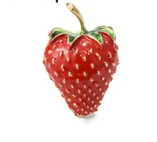 Strawberry fruit brooch red enamel Fruit pin Casual Dress, jacket Brooches gift
