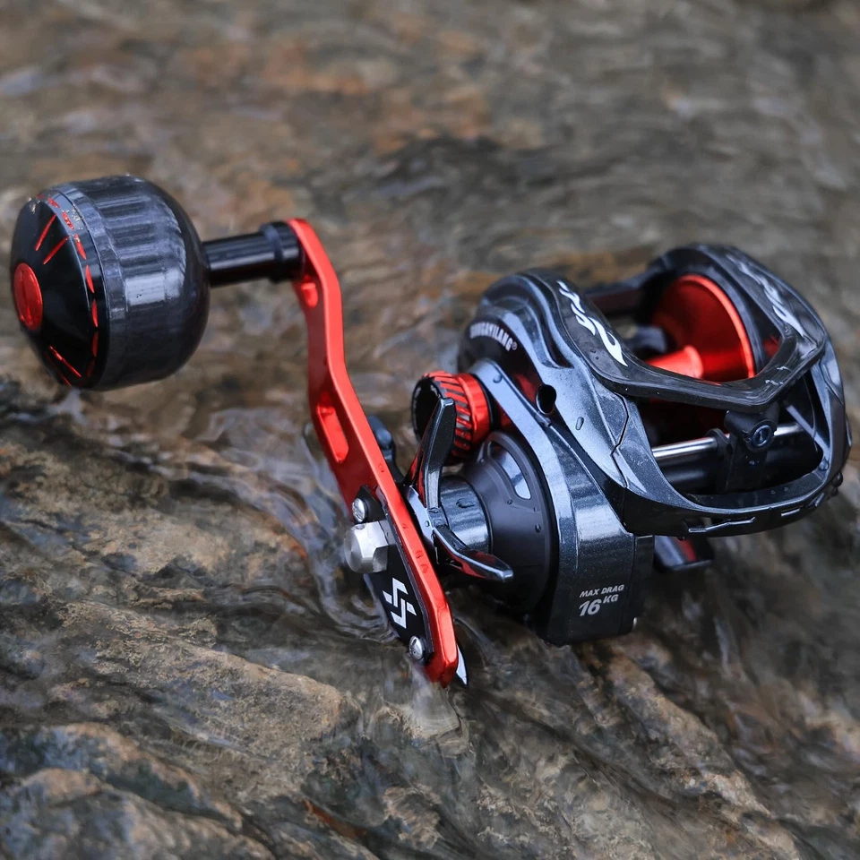 Carrete de pesca Sougayilang Baitcaster, tamaño 400 con arrastre máximo de 35 libras 6,3:1 engranaje rata Foto 3 de 4