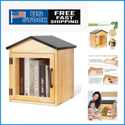 Customizable Book Storage Library Box for Outdoor Sharing - Pine Wood 13x11x16