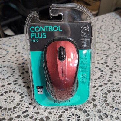 Logitech M510 Control Plus Wireless Mouse USB Optical Ergo-Red-Factory Sealed