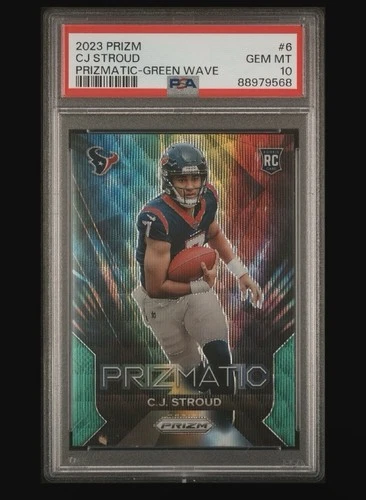 CJ STROUD - 2023 Panini PRIZM PRIZMATIC GREEN WAVE PRIZM RC #6 - GEM PSA 10