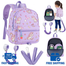 Kids Anti-Lost Backpack with Wrist Strap Unicorn Purple