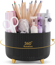 Pencil Pen Holder for Desk, 5 Slots 360 - Degree Rotating Desktop
