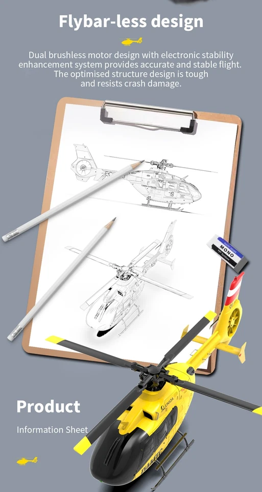 YXZNRC EC135 RC Helicopter 6-axis Gyro 2.4G 6CH 1:36Aircraft LED Light 2 Battery - Bild 4 von 4