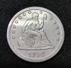1858 Seated Liberty Quarter 25c - Philadelphia Mint - 90% Silver - VF Details