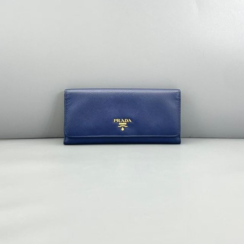 Prada Blue Saffiano Leather Long Flap Wallet