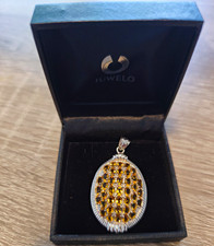 Juwelo Cognac Quarz 925 Silber Anhänger oval...