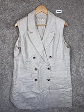 F&F 100% Linen Sleeveless Double-Breasted Long Blazer Vest