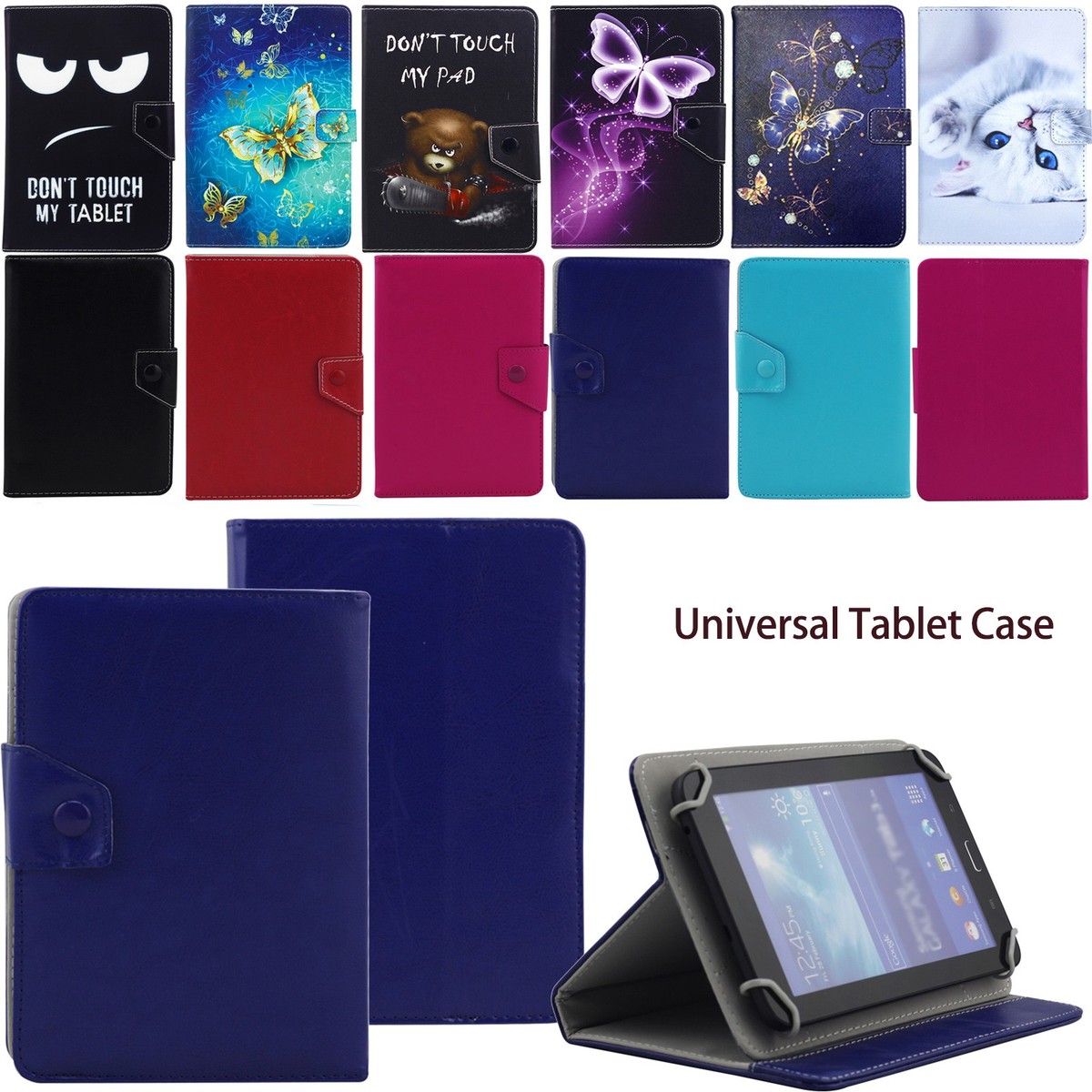 Folio Leather Stand Case Cover Universal For iPad Samsung Lenovo