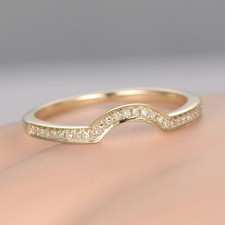 0.30 Ct Round Diamond Curved Eternity Wedding Band 14K Yellow Gold Over Size J-U