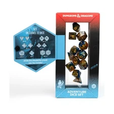 Sirius D&D Adventure Dice Monk Poly Set - Blue/ Gold w/Gold (12) New