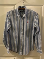 Polo Ralph Lauren Boys Blue Stripe Button Down Shirt 16
