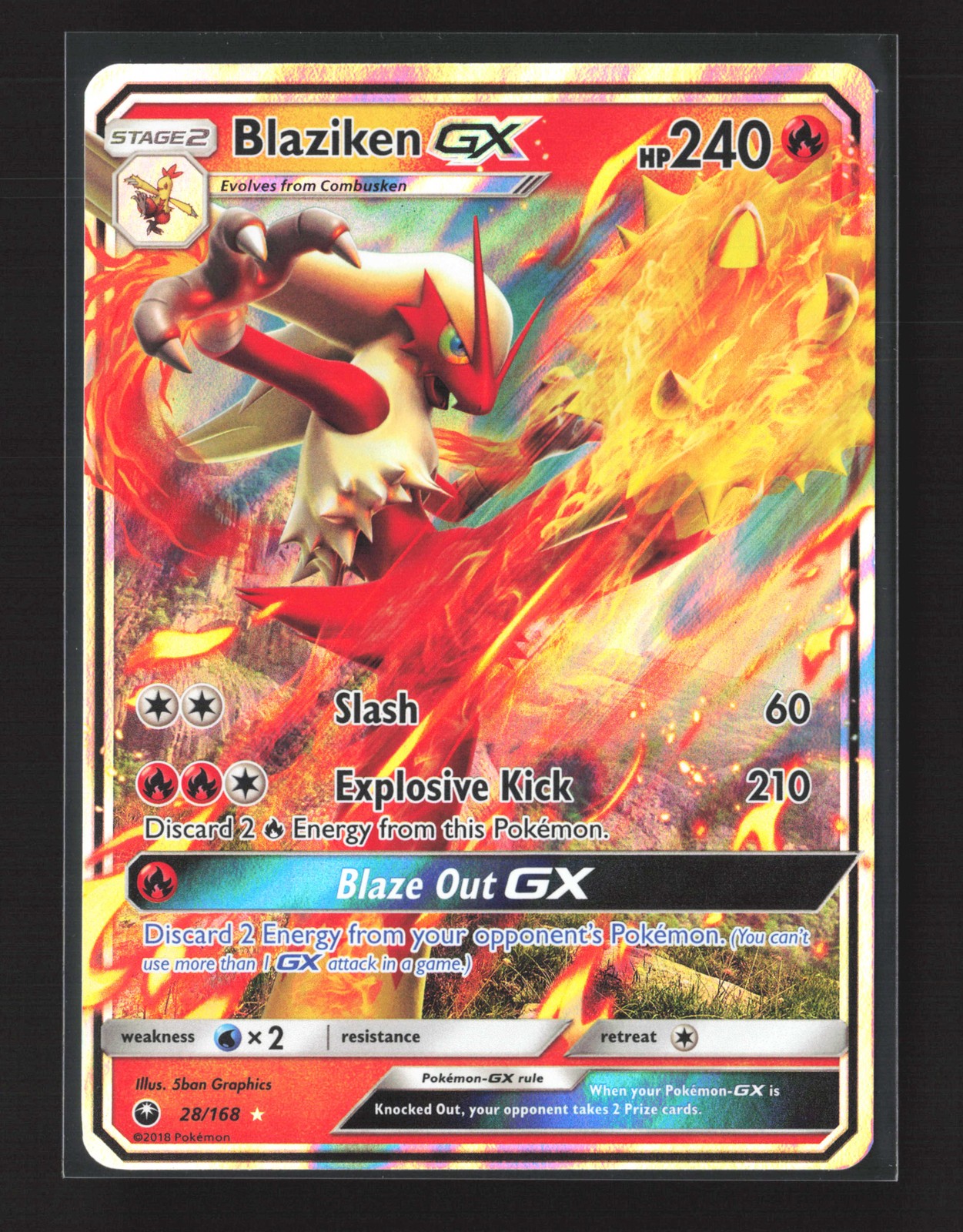Pokemon SM - Celestial Storm #28/168 Ultra Rare, Holo Blaziken GX