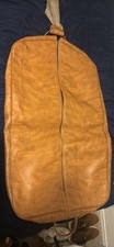 Brown Leather Garment Bag Travel Suit Carrier w/ Carry Handles, Zipper