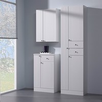 Badezimmer BadmöBel Set Weiß Hochglanz Hochschrank HäNgeschrank Badkommode