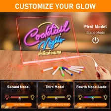 LED Note Board with Colors, 13.8"X10" 4 Modes & 7 Colors Rewritable LED Acryl...