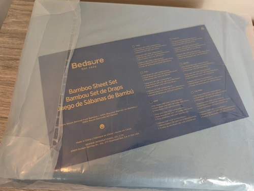 Bedsure - King Sheet Sets, Cooling Sheets, Rayon Derived frm Bamboo - Light Blue