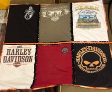 Vintage Harley Davidson T Shirt Quilt Blanket Handmade 45”X40” Biker Throw Decor