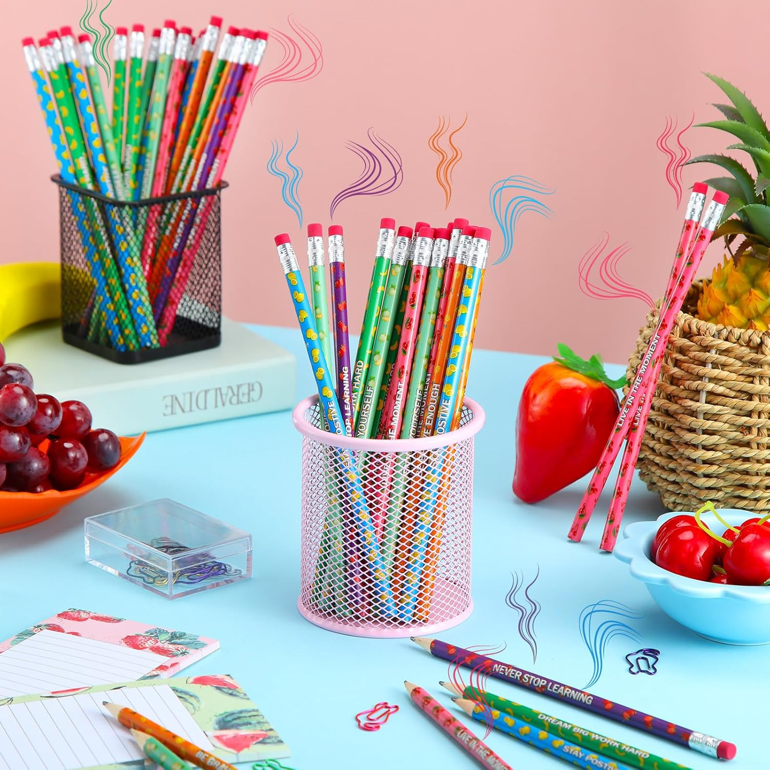 120 Pcs Scented Pencils Bulk for Kids Inspirational Motivational Cute Fun Fruit 