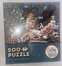 Jigsaw Puzzle Cobble Hill 500 Piece Christmas Puppies Dogs Sealed