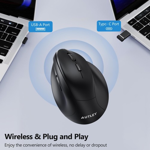 Vertical Wireless Mouse 2.4GHz Rechargeable Vertical Mouse for PC Desktop Laptop - Afbeelding 4 van 7