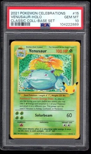 2021 POKEMON CELEBRATIONS VENUSAUR HOLO CLASSIC BASE SET 15/102 PSA 10