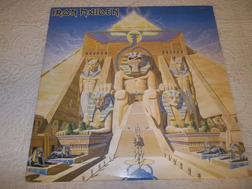 IRON MAIDEN POWERSLAVE VINYL LP 1984 EMI 1ST PRESS SJ 12321 TEXTURED COVER VG+