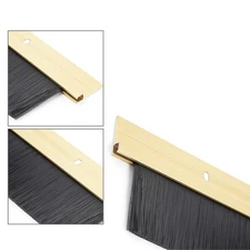 39"x2.3" Door Bottom Sweep Gold Tone Aluminum Alloy with 1.4" Black PP Brush