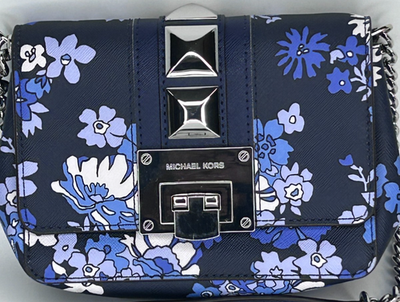 Michael Kors Tina Small Clutch & Cross-body Bag Navy Blue Floral