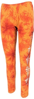 GURU-SHOP Psytrance Batik Goa Damen Leggings, Yoga Leggings - orange