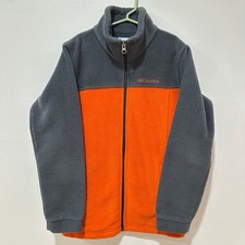 Columbia Boys Steens Mt II Fleece Jacket Gray Orange Size 10-12