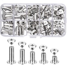 80 Sets Chicago Screws Leather Rivets Kit 5 Sizes Metal Binding Posts Silver