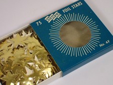 Vtg Eureka Box of GOLD Gummed Foil Stars Made in U.S.A. No F4 Christmas Holiday
