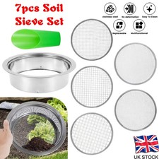 Stainless Steel Garden Sieve Riddle with 5 Interchangeable Mesh for Soil Sifter