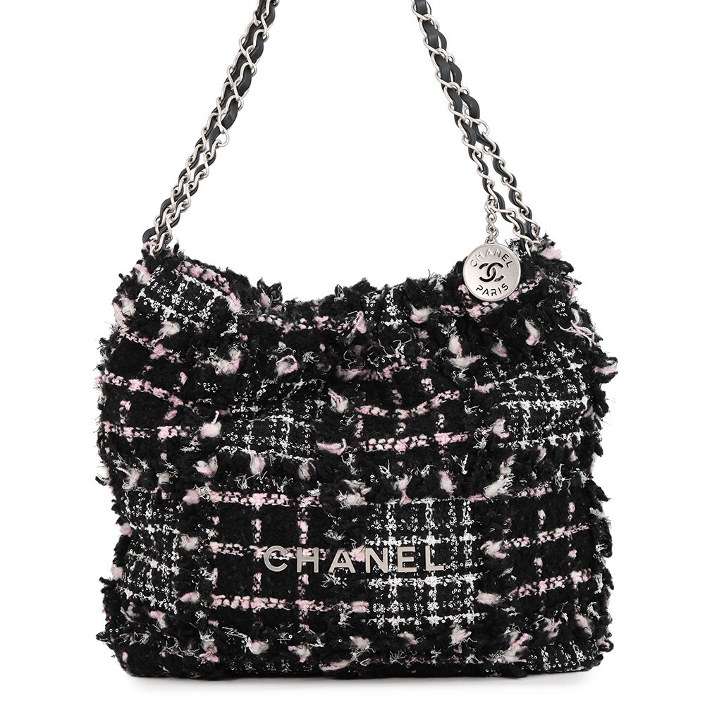 CHANEL CHANEL22 ChainShoulder Bag Size Small Tweed/Leather Black/Pink/White ...
