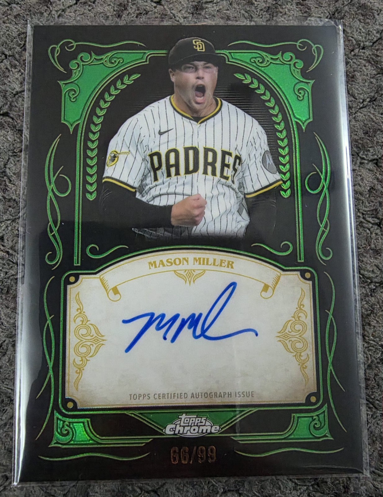 🔥 2026 Topps Chrome /99 Mason Miller Ink Strokes On Card Auto Green Padres 