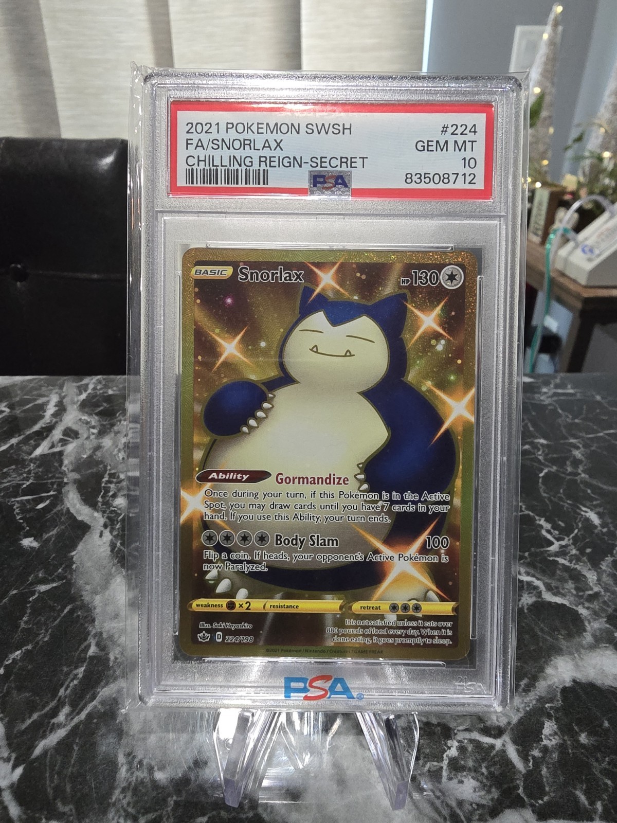 Snorlax 224/198 Chilling Reign Secret Gem Mint PSA 10
