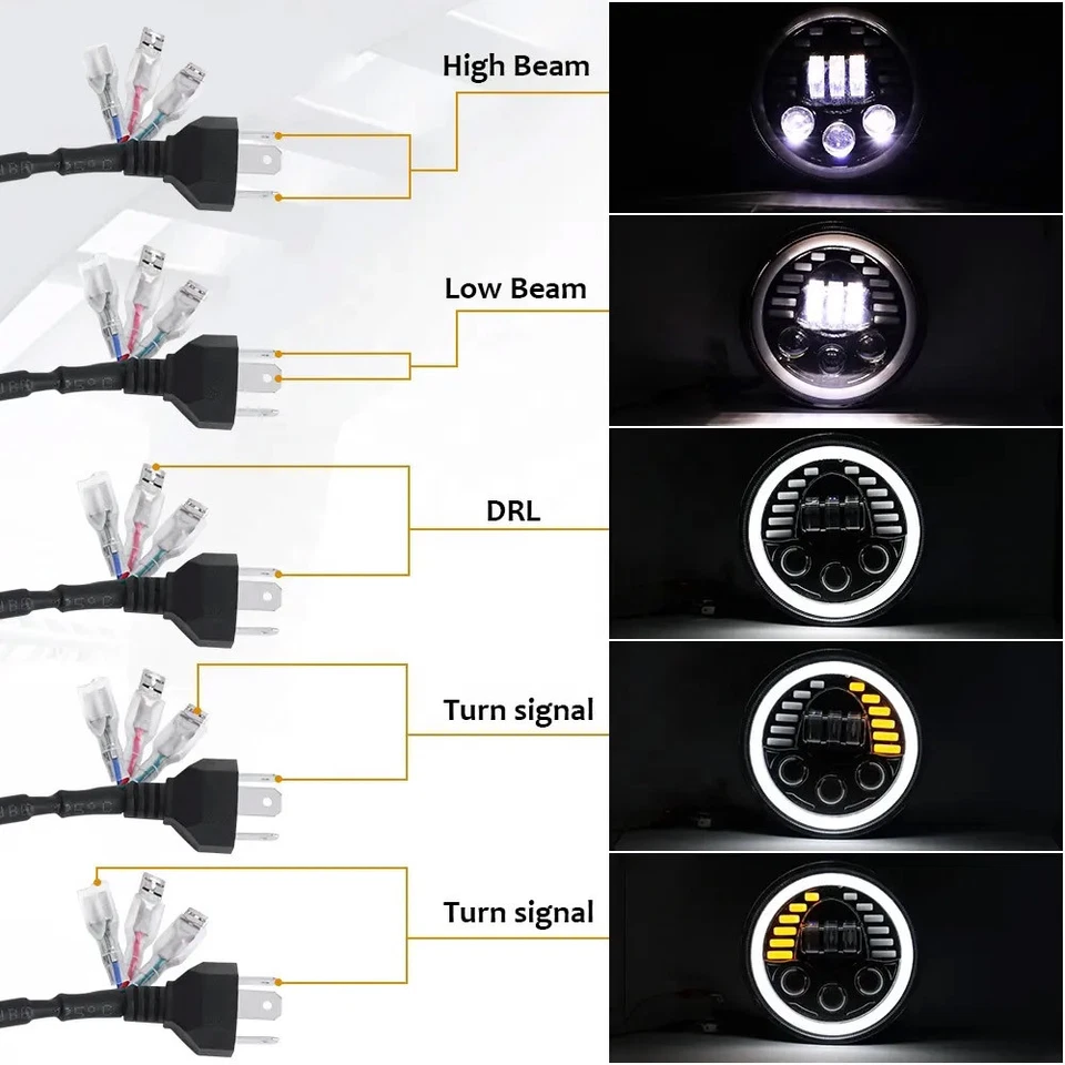 Faro LED + luces antiniebla negro 7" para Harley Davidson Electra Glide Road King Foto 3 de 4